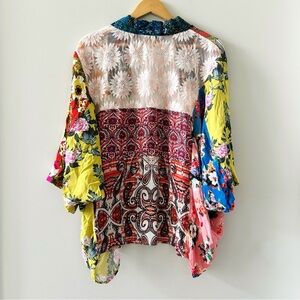 Vincente Kimono Women's Large Mixed Print Floral Open Front